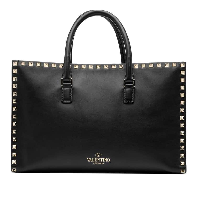 Valentino Leather Rockstud Convertible Tote Black Leather Good condition - Front View