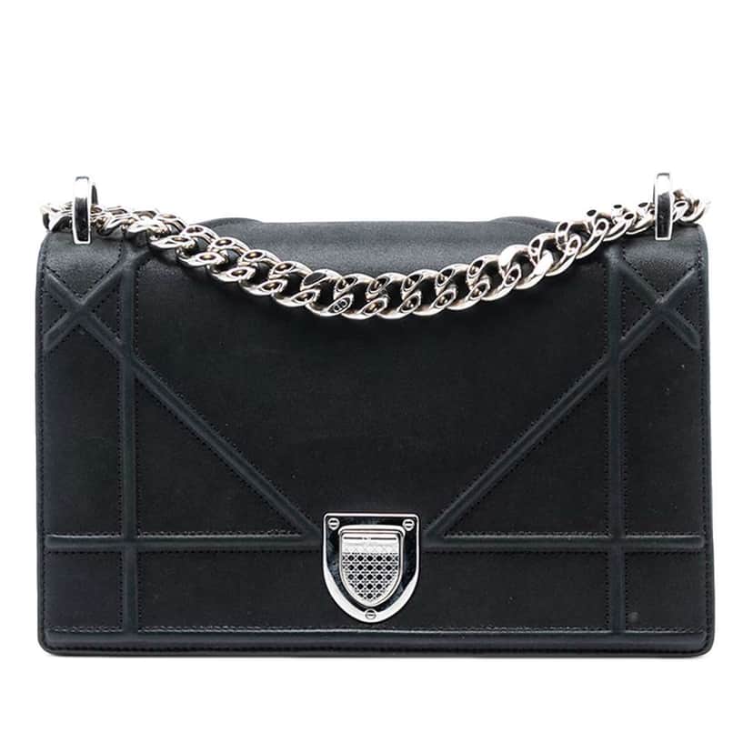 Dior Small Lambskin Diorama Flap Black Leather Good condition - Front View