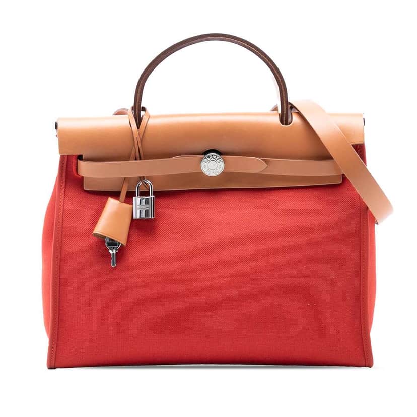 Hermès Toile Herbag Zip 31 Orange Canvas Good condition - Front View