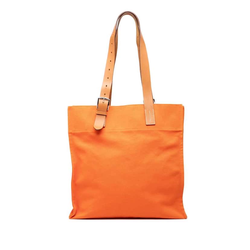 Hermès Toile Etriviere Shopping Tote Orange Canvas Good condition - Front View