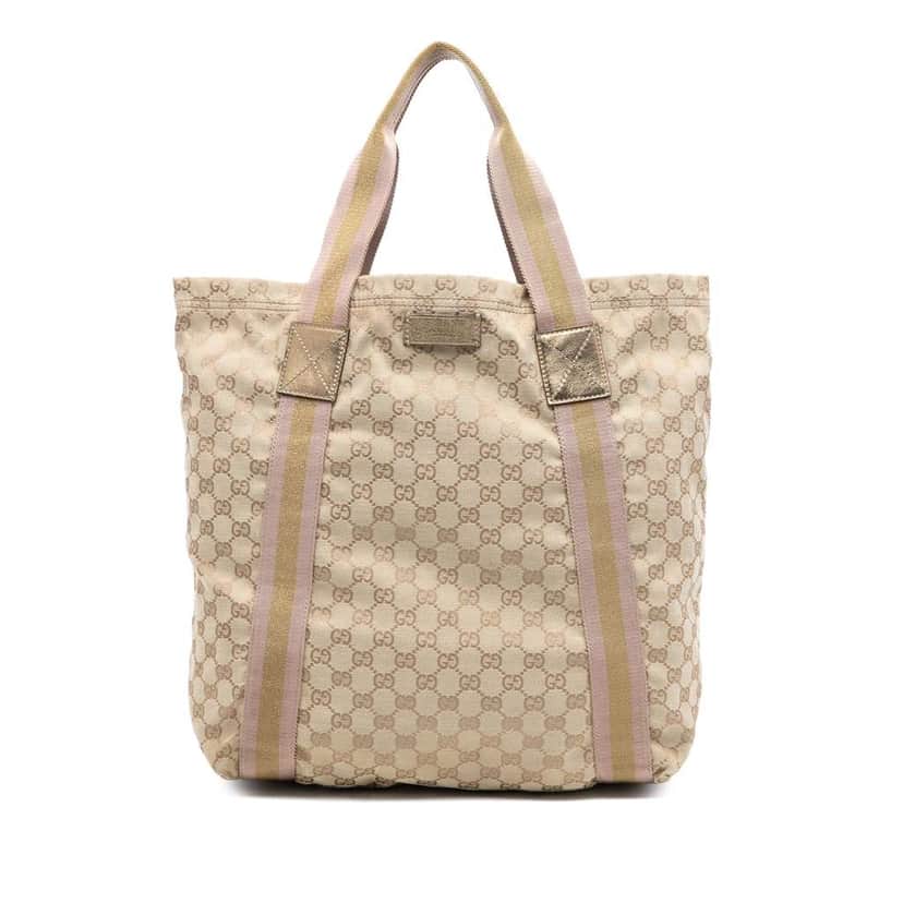 Gucci GG Canvas Web Tote Brown Canvas Very good condition - Front View