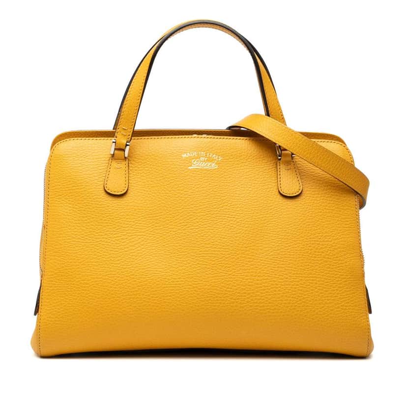 Gucci Calfskin Swing Top Handle Satchel Yellow Leather Good condition - Front View
