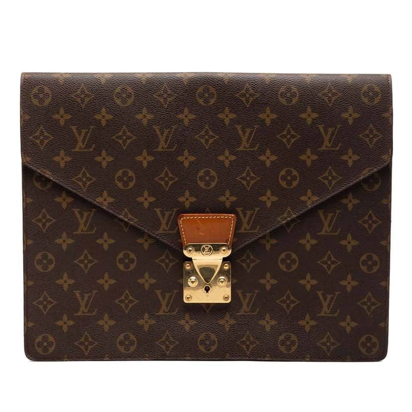 Louis Vuitton Monogram Porte Documents Senateur Brown Fair condition - Front View
