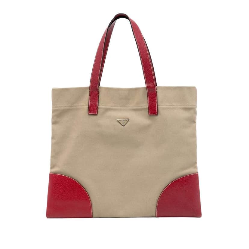 Prada Cinghiale Trimmed Canapa Tote Brown Canvas Very good condition - Front View