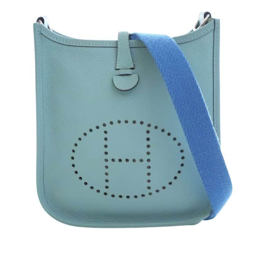 Hermès Epsom Evelyne TPM Blue Leather Good condition - Front View
