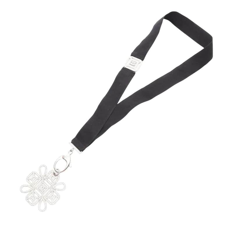 Chanel Stainless Steel Crystal CC Cross Lanyard Necklace Silver Stainless steel Good condition - Front View