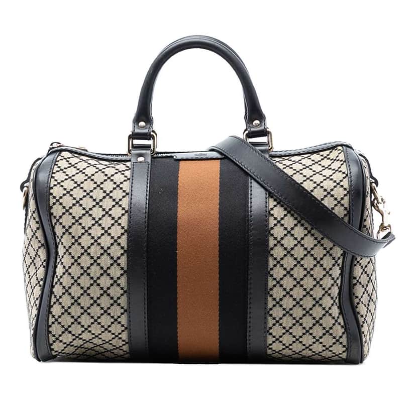 Gucci Medium Diamante Canvas Web Joy Boston Bag Brown Canvas Good condition - Front View