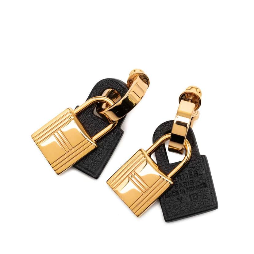 Hermès Gold Plated Swift O Kelly Earrings Gold Metal Good condition - Front View