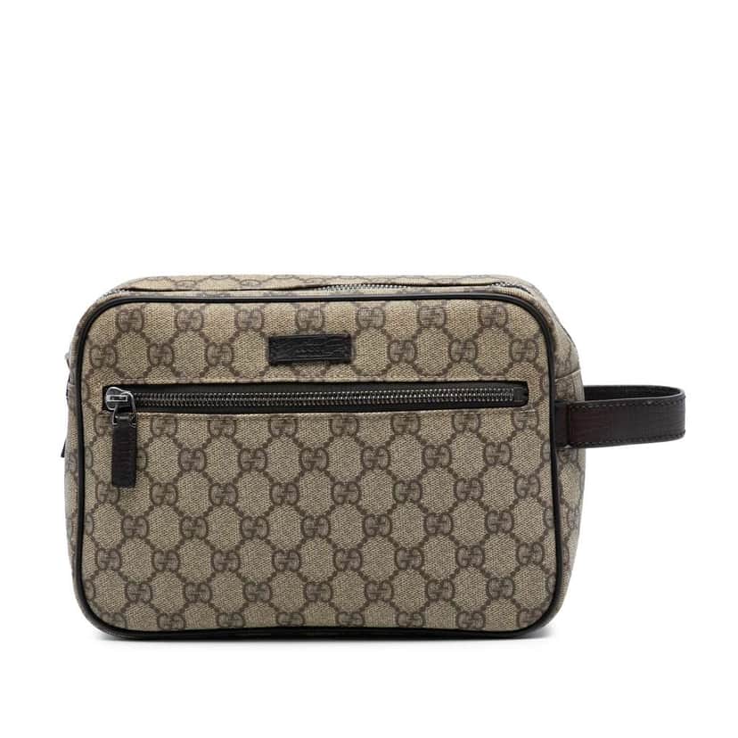 Gucci GG Supreme Clutch Brown Canvas Good condition - Front View