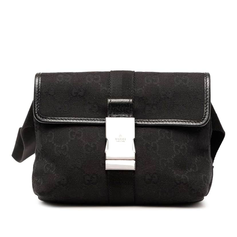 Gucci GG Canvas Belt Bag Black Canvas Very good condition - Front View