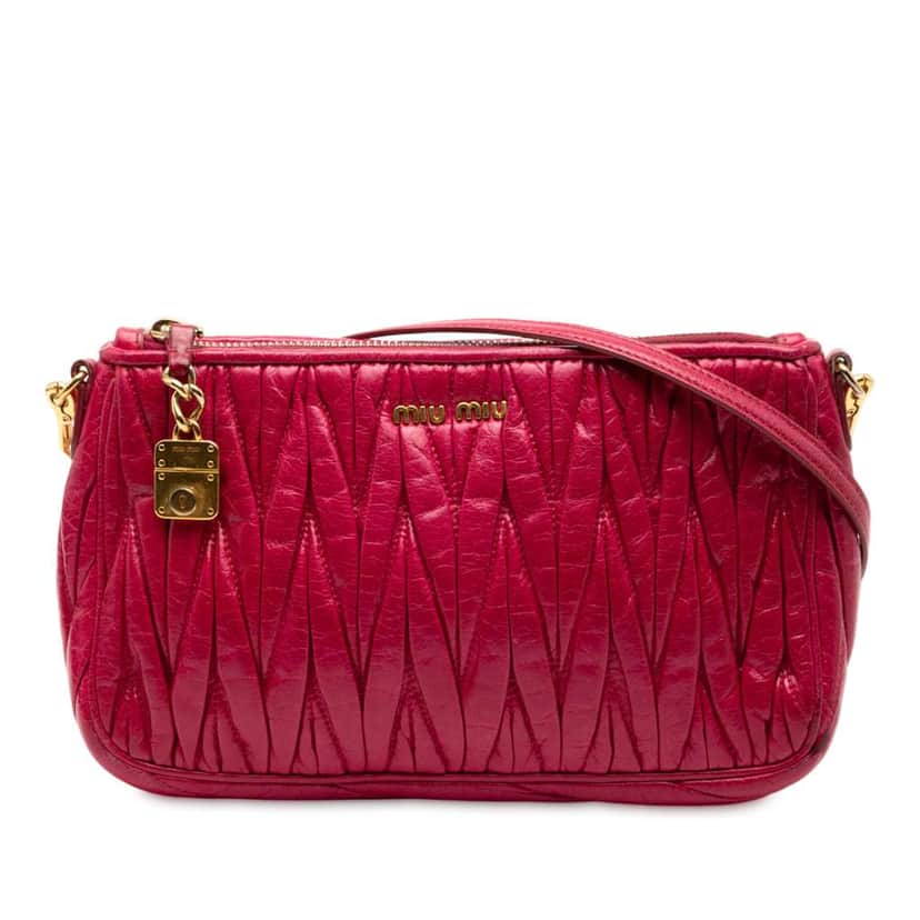 Miu Miu Matelasse Leather Shoulder Bag Pink Leather Good condition - Front View