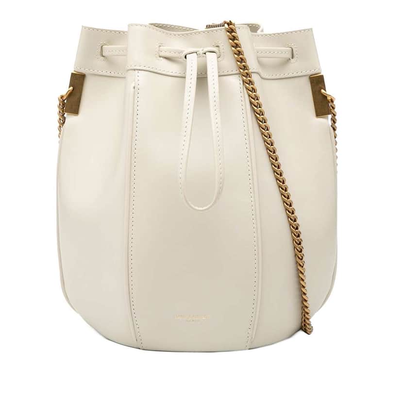 Saint Laurent Small Leather Talitha Bucket Bag White Leather Good condition - Front View