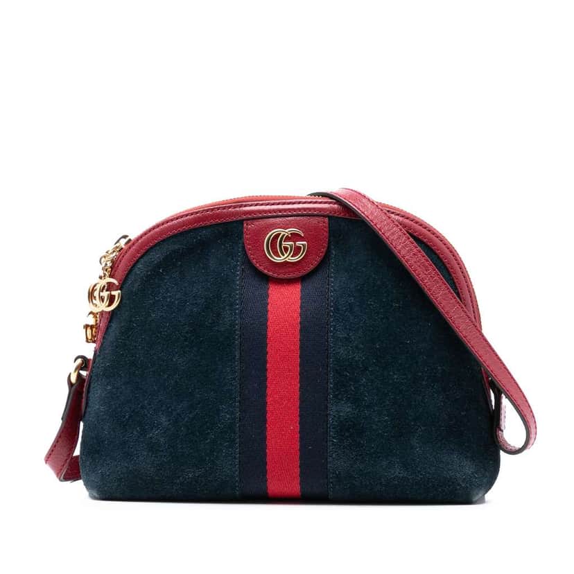 Gucci Small Suede Ophidia Dome Crossbody Blue Leather Good condition - Front View