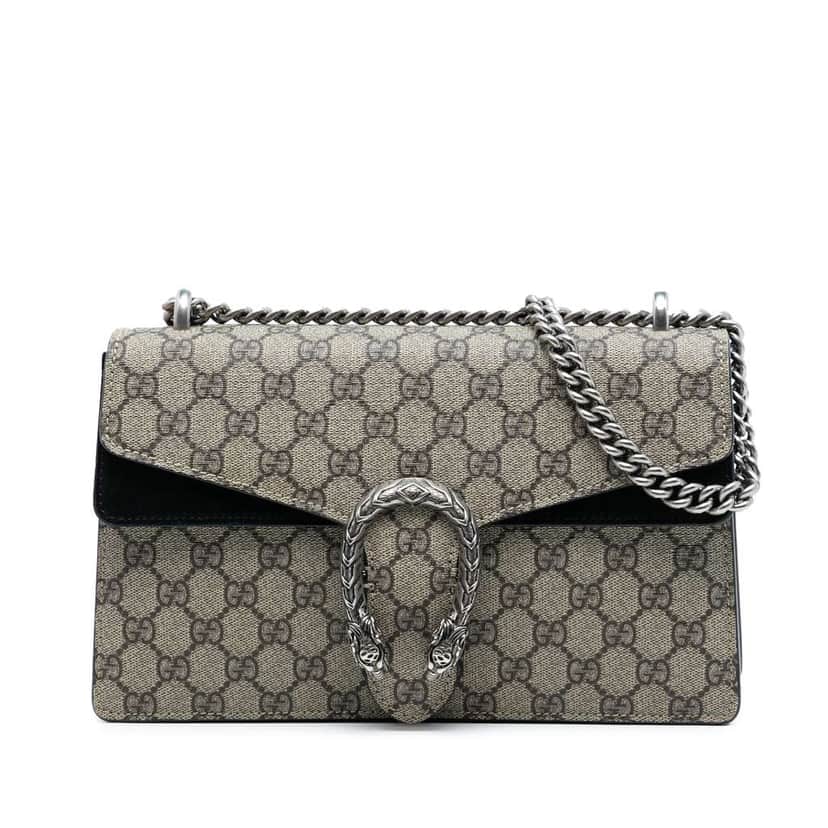 Gucci Small GG Supreme Dionysus Shoulder Bag Brown Canvas Good condition - Front View