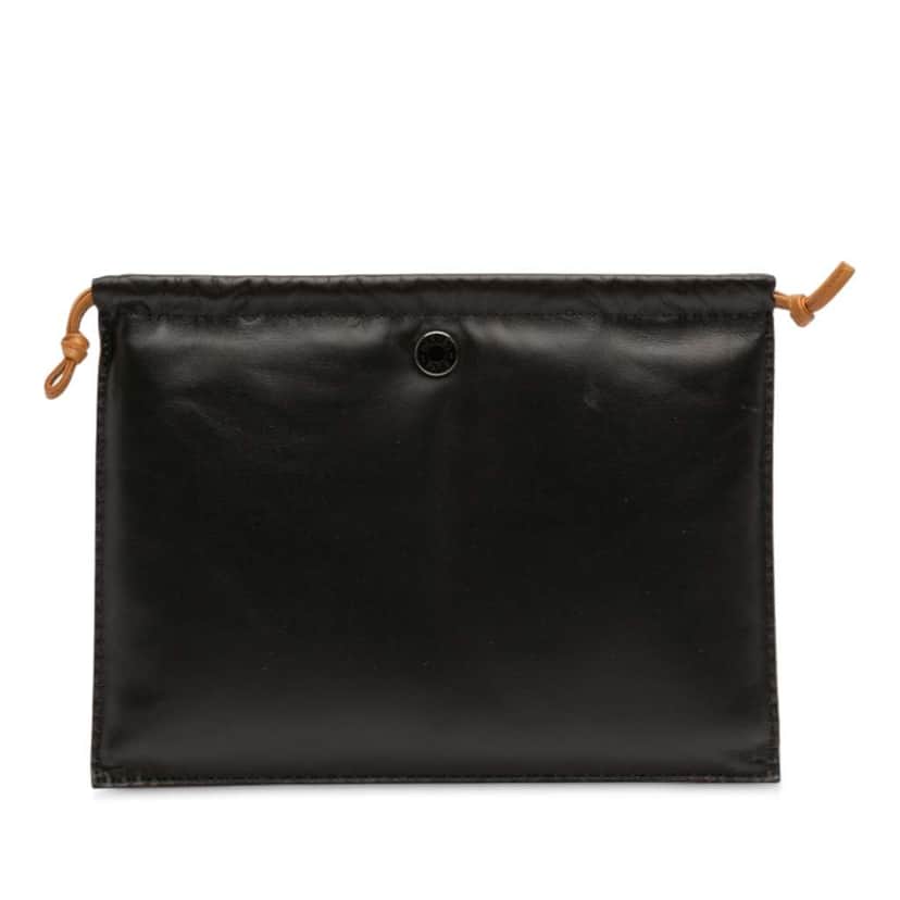Hermès Milo Lambskin Pilo Pouch Black Leather Good condition - Front View