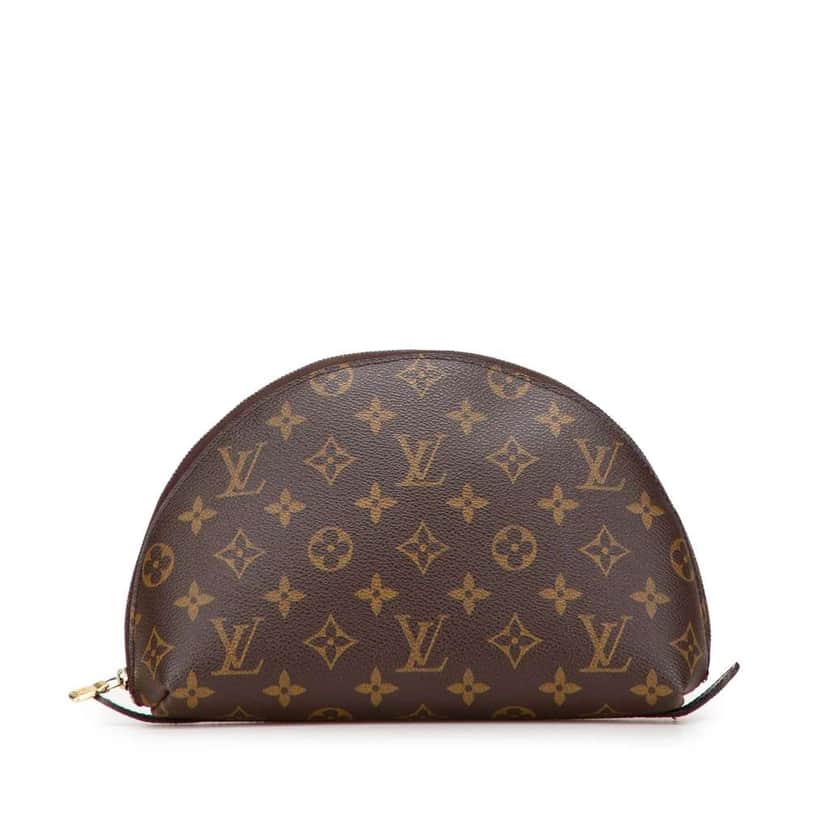 Louis Vuitton Monogram Trousse Demi Ronde Cosmetic Pouch Brown Canvas Good condition - Front View