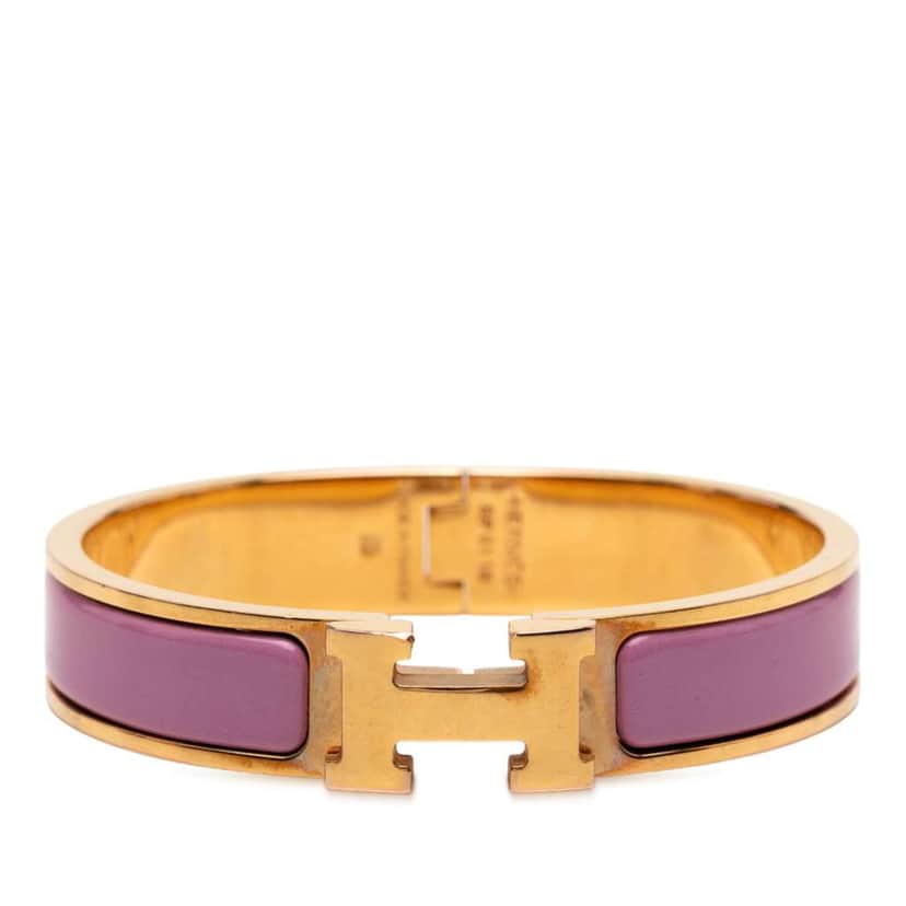 Hermès Narrow Enamel Clic H Bracelet PM Purple Good condition - Front View