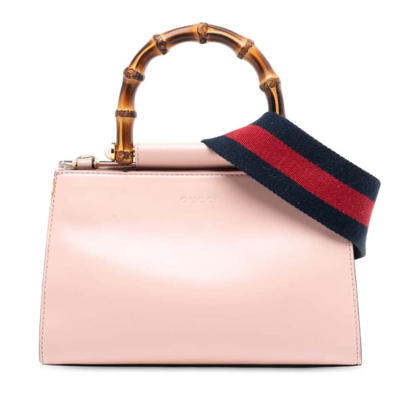 Gucci Mini Leather Bamboo Nymphaea Satchel Pink Leather Good condition - Front View