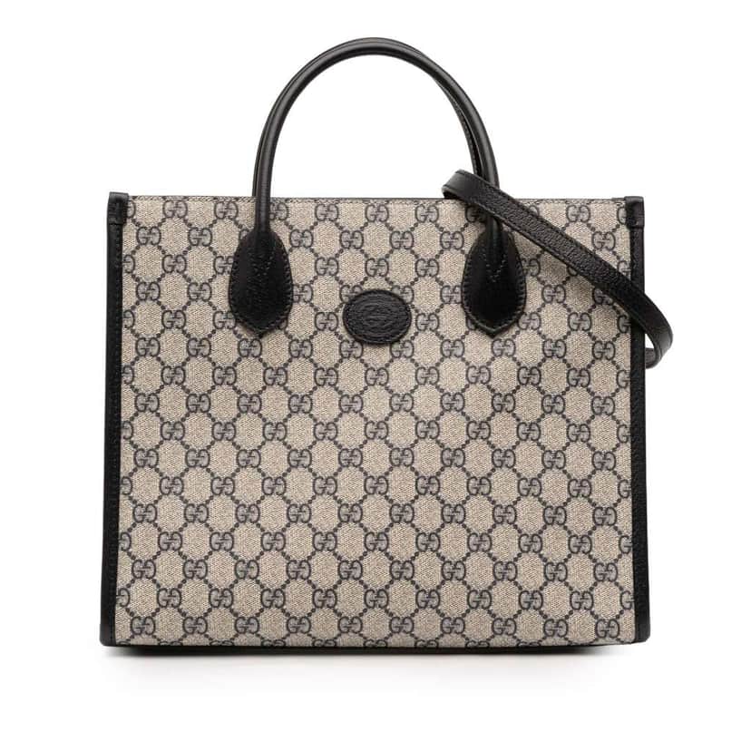 Gucci Small GG Supreme Interlocking G Tote Brown Canvas Good condition - Front View