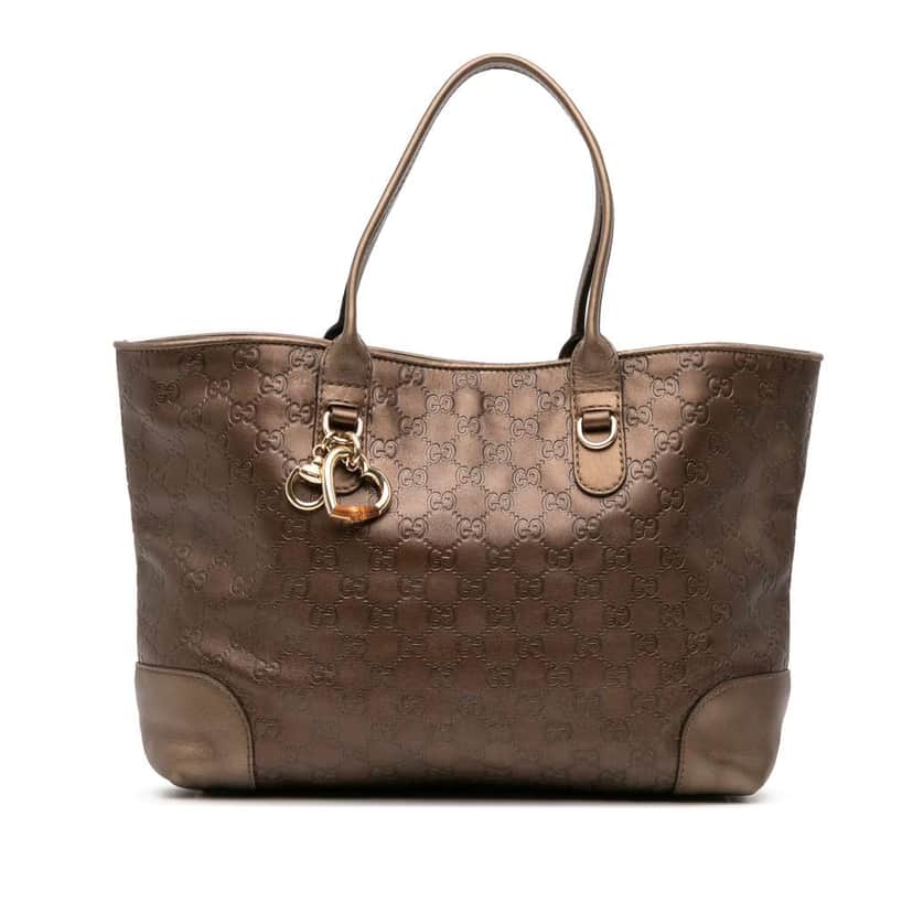 Gucci Metallic Guccissima Heart Bit Tote Brown Leather Good condition - Front View
