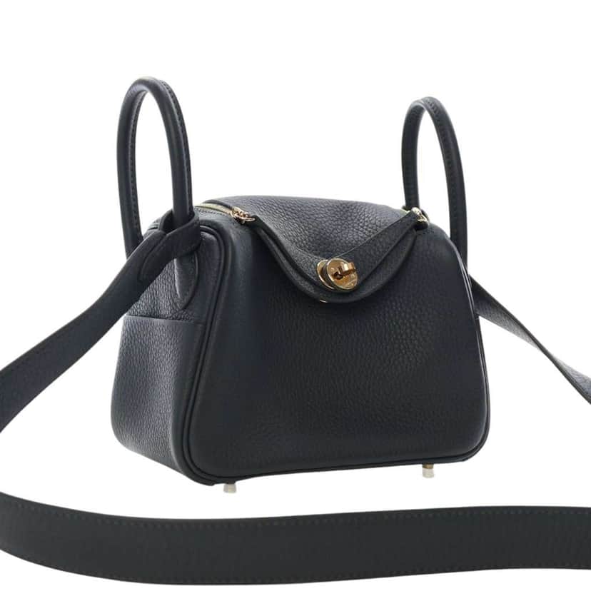 Hermès Mini Clemence Lindy 20 Green Leather Good condition - Front View