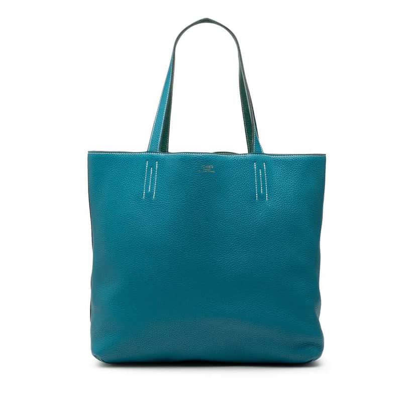 Hermès Clemence Double Sens 45 Blue Leather Very good condition - Front View