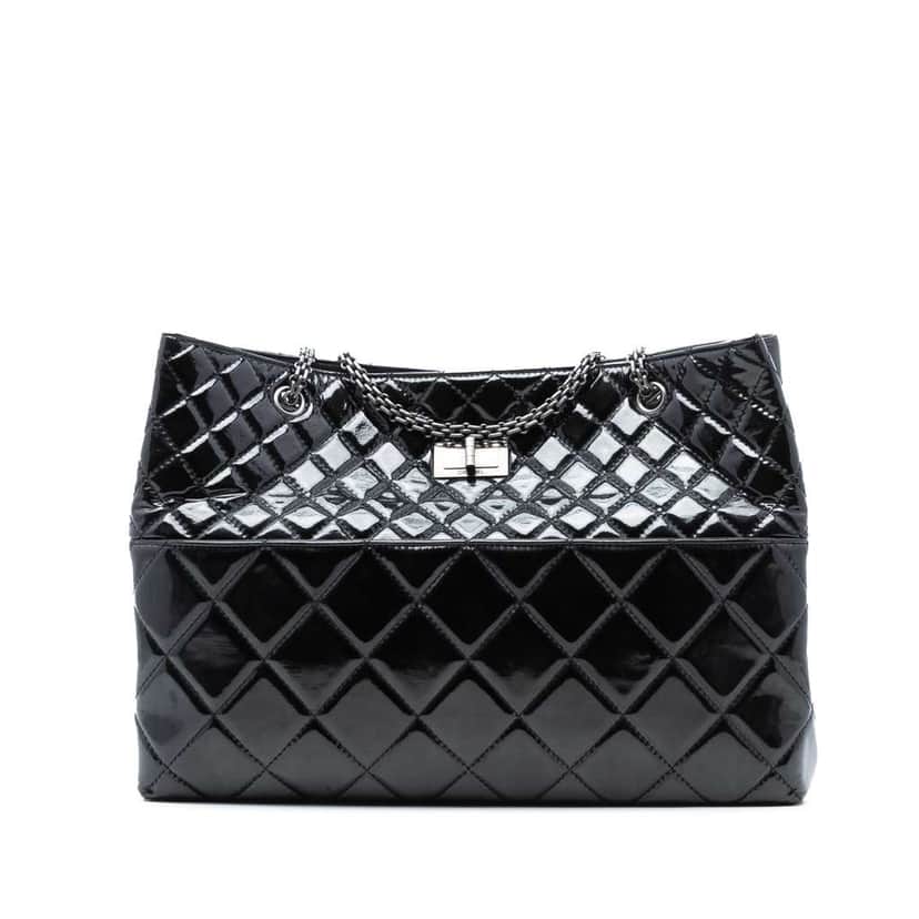 Chanel Quilted Patent Reissue 2.55 Tote Black Leather Good condition - Front View