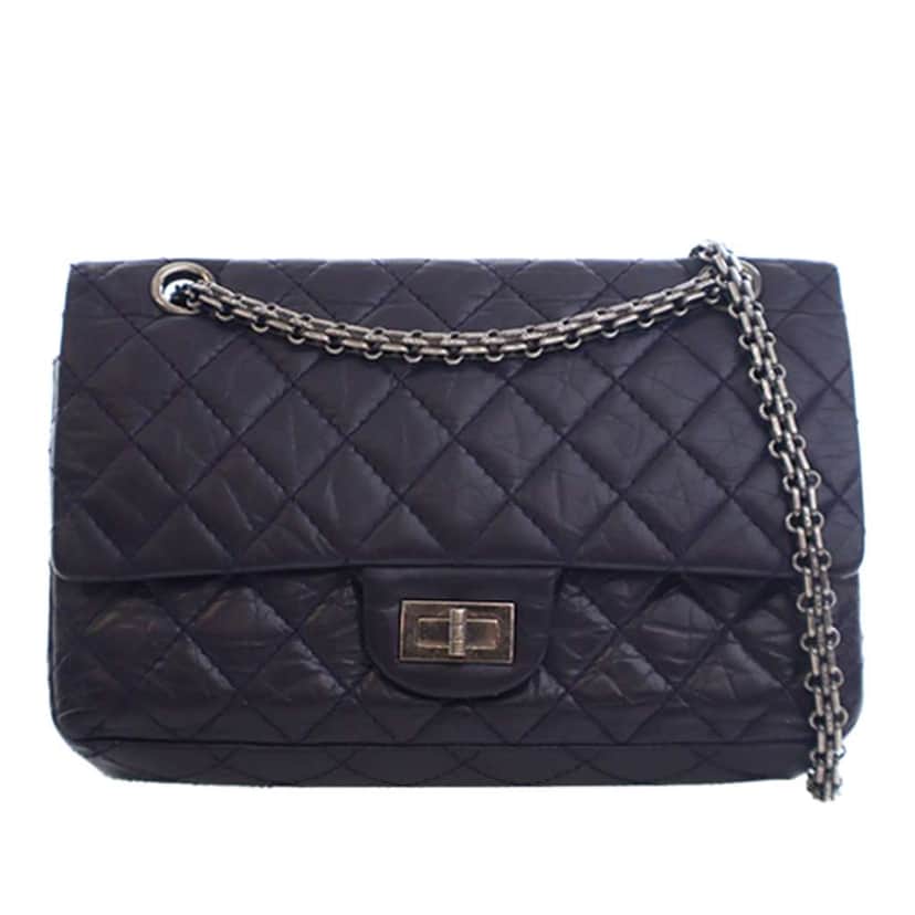 Chanel Quilted Aged Calfskin Reissue 2.55 Double Flap 225 Purple Leather Good condition - Front View