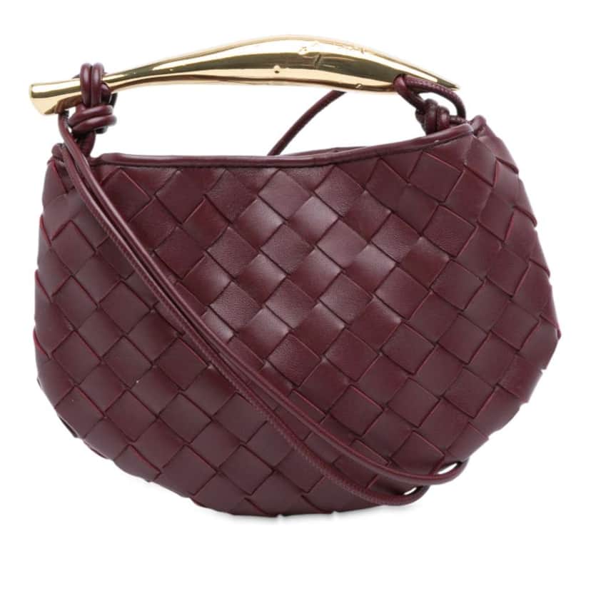Bottega Veneta Baby Lambskin Intrecciato Sardine Satchel Red Leather Good condition - Front View