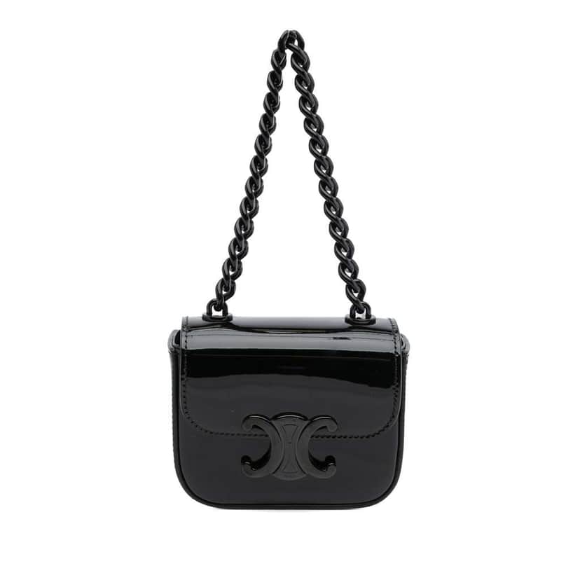 Celine Mini Patent Claude Chain Handbag Black Leather Good condition - Front View