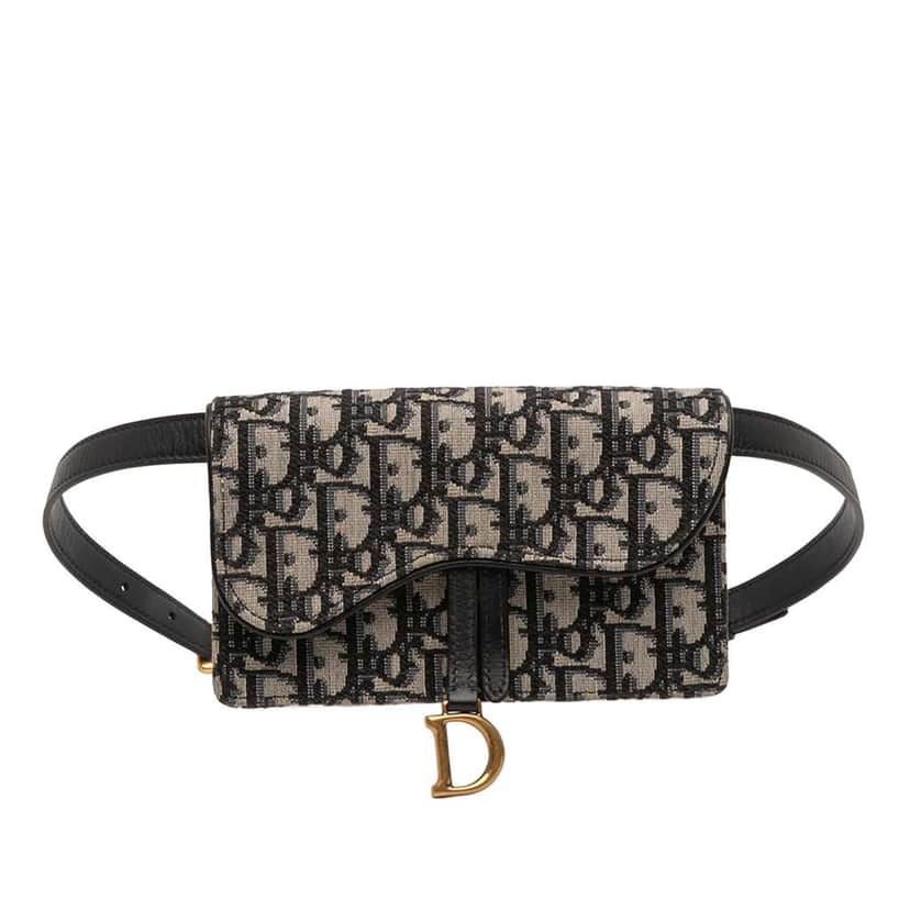 Dior Oblique Canvas Saddle Belt Bag Blue Canvas Good condition - Front View