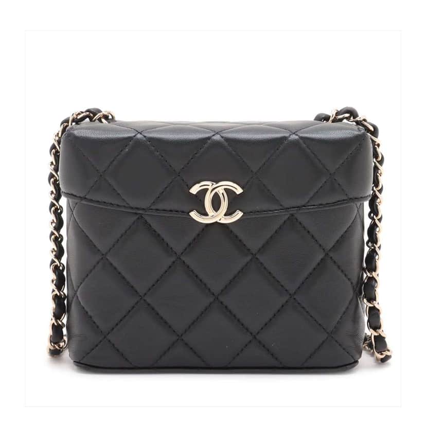 Chanel Small CC Quilted Lambskin Secret Box Bag Black Leather Good condition - Front View