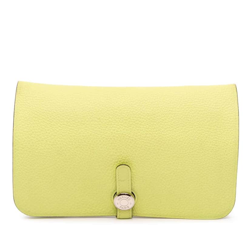 Hermès Togo Dogon Duo Wallet GM Yellow Leather Good condition - Front View