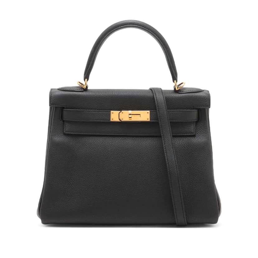 Hermès Togo Kelly II Retourne 28 Black Leather Good condition - Front View