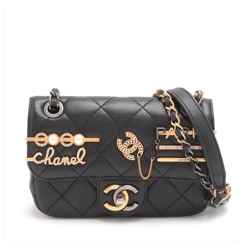 Chanel Mini Quilted Lambskin Coco Clips Flap Black Leather Good condition - Front View