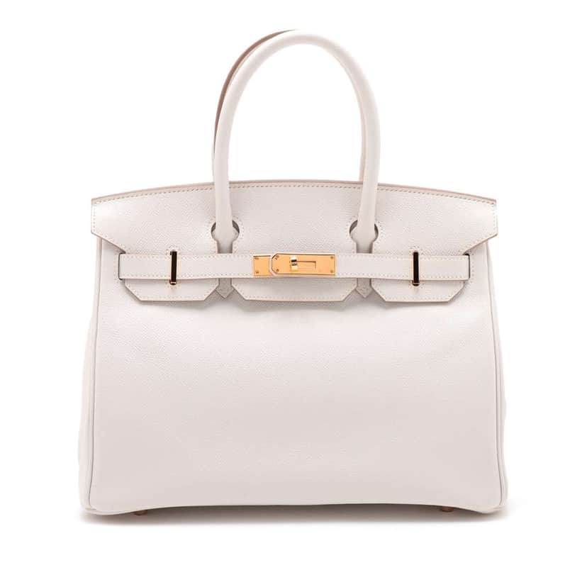 Hermès Epsom Birkin Retourne 30 White Leather Good condition - Front View