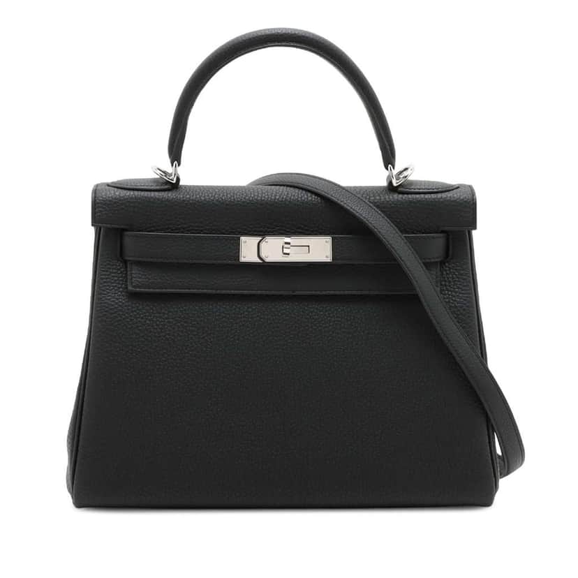 Hermès Togo Kelly II Retourne 28 Black Leather Good condition - Front View
