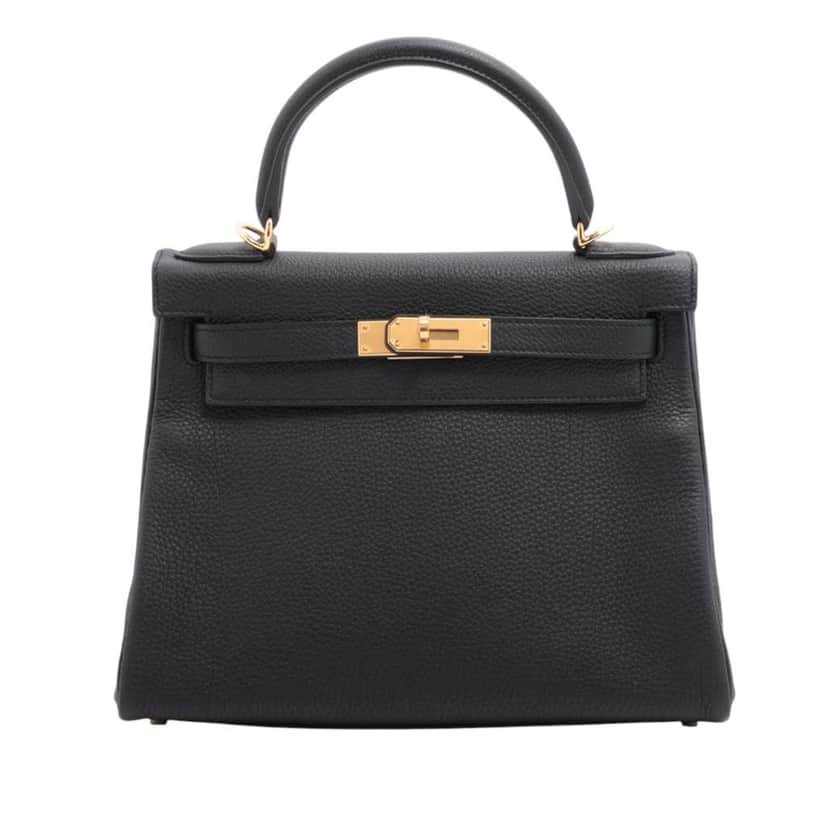 Hermès Togo Kelly II Retourne 28 Black Leather Good condition - Front View