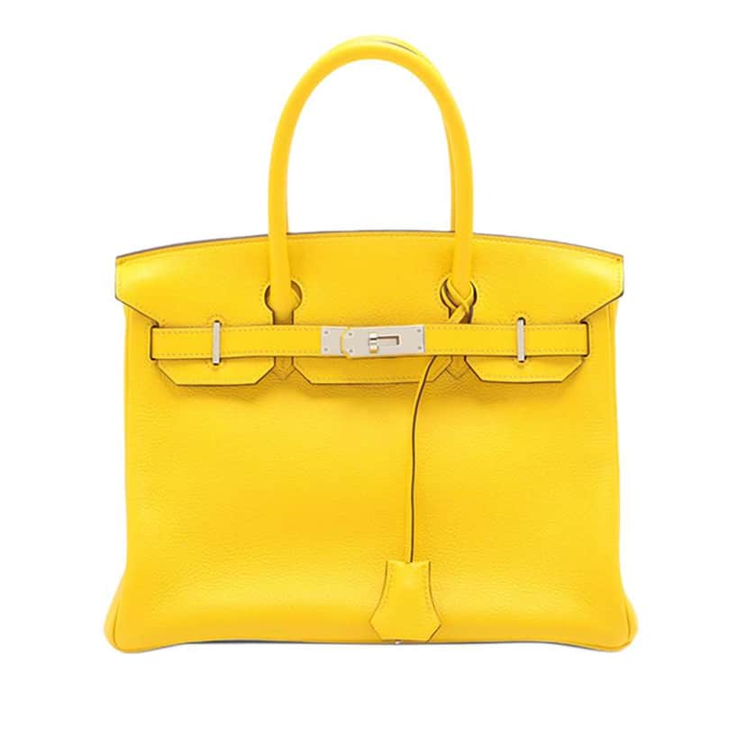 Hermès Clemence Birkin Retourne 30 Yellow Leather Good condition - Front View