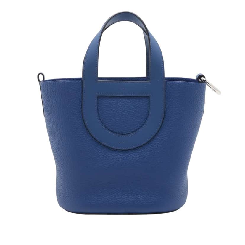 Hermès Clemence and Swift In The Loop 18 Blue Leather Good condition - Front View