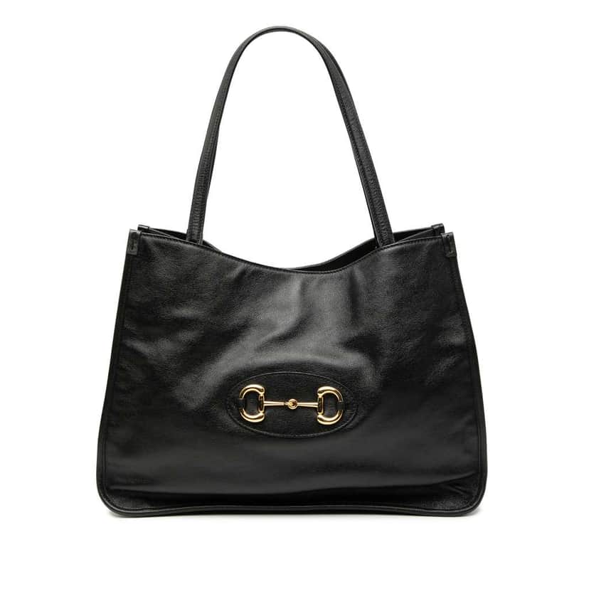 Gucci Medium Leather Horsebit 1955 Tote Black Leather Good condition - Front View