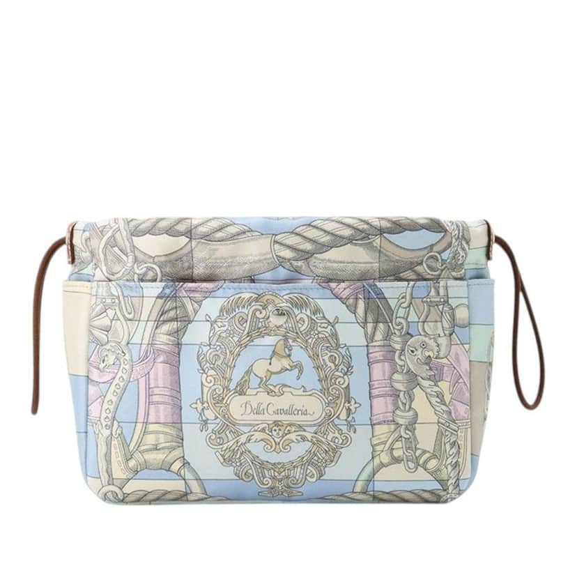 Hermès Silk Della Cavalleria Print Fourbi Pouch 20 Blue Silk Good condition - Front View