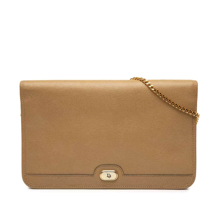 Dior Leather Chain Crossbody Brown Leather Good condition - Front View