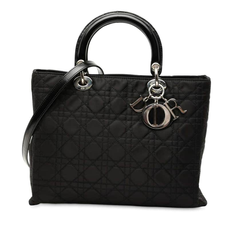 Dior Large Nylon Cannage Lady Dior Black Good condition - Front View