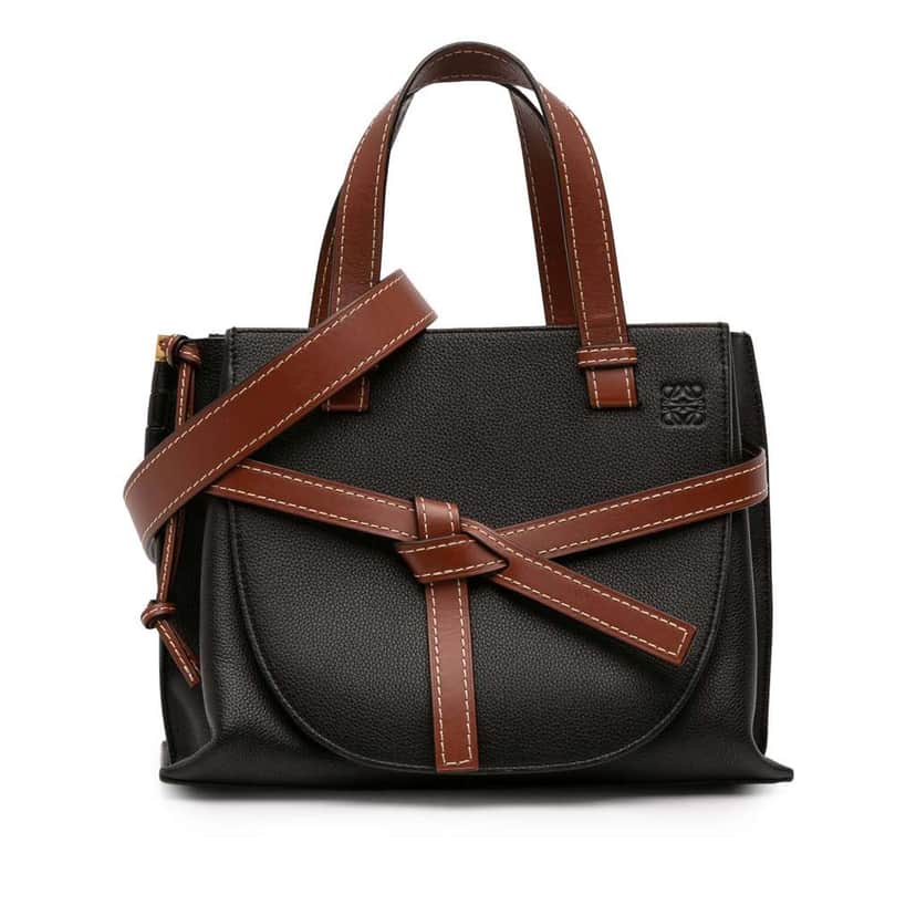 Loewe Small Leather Gate Top Handle Satchel Black Leather Good condition - Front View