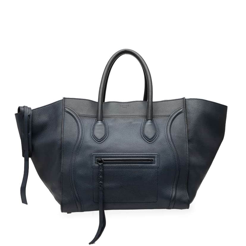 Celine Large Grained Calfskin Phantom Luggage Tote Blue Leather Good condition - Front View