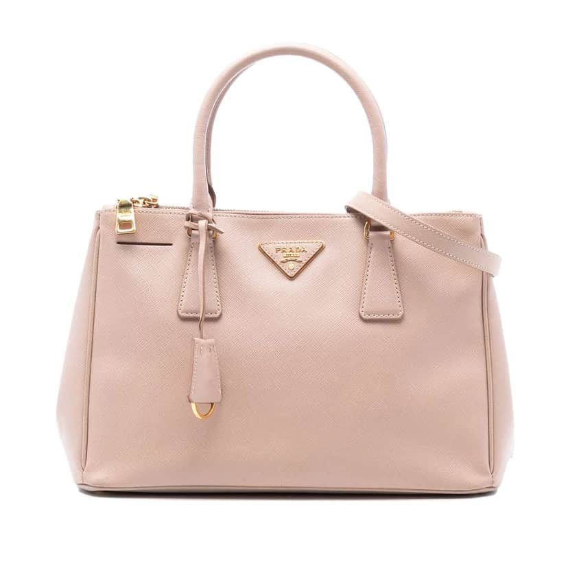 Prada Medium Saffiano Lux Galleria Double Zip Satchel Brown Leather Fair condition - Front View