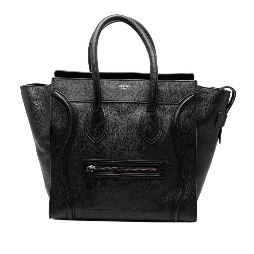 Celine Mini Calfskin Luggage Tote Black Leather Good condition - Front View