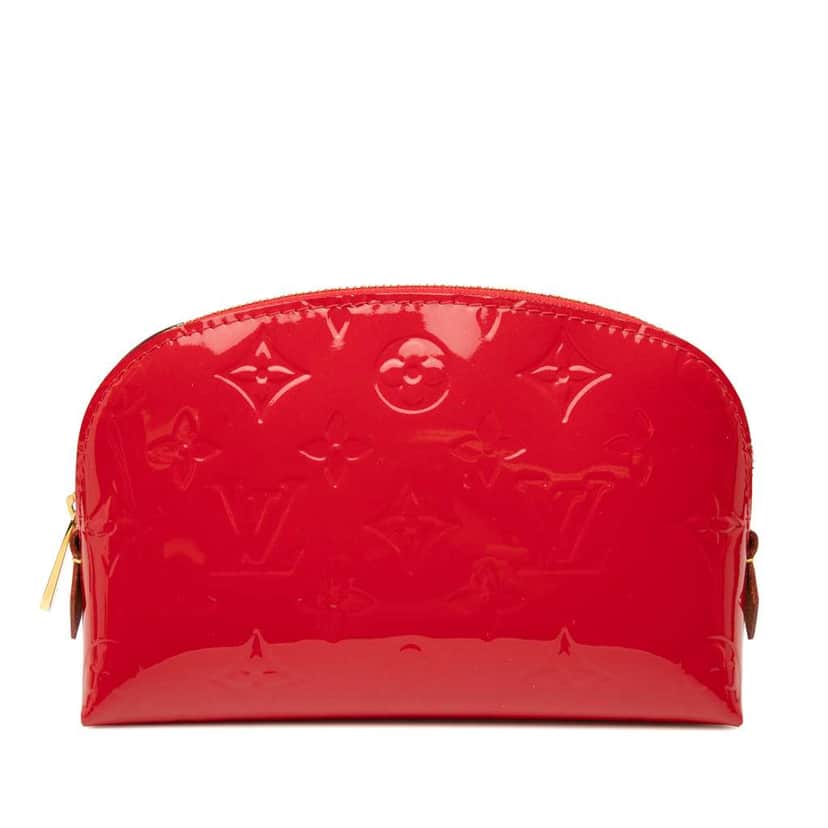 Louis Vuitton Monogram Vernis Cosmetic Pouch Red Leather Good condition - Front View