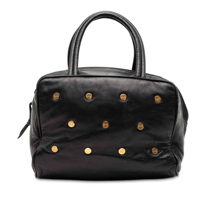 Loewe Leather Anagram Studs Handbag Black Leather Good condition - Front View